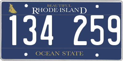 RI license plate 134259