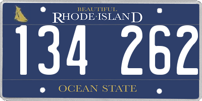 RI license plate 134262