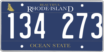 RI license plate 134273