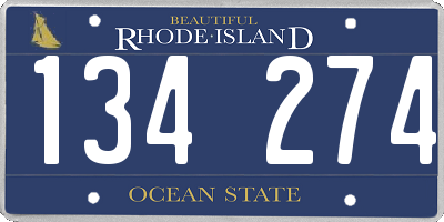 RI license plate 134274