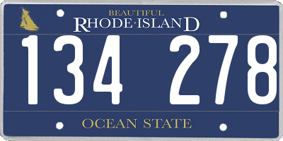 RI license plate 134278
