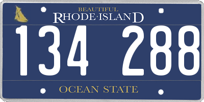 RI license plate 134288