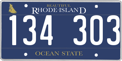 RI license plate 134303
