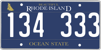 RI license plate 134333