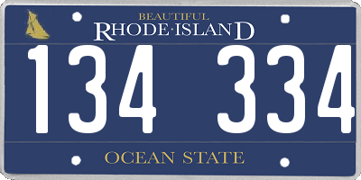 RI license plate 134334