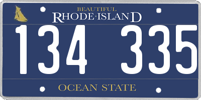 RI license plate 134335