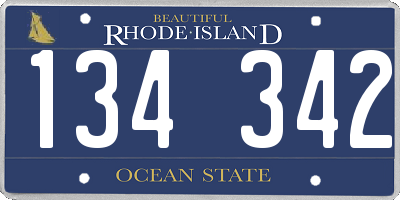 RI license plate 134342