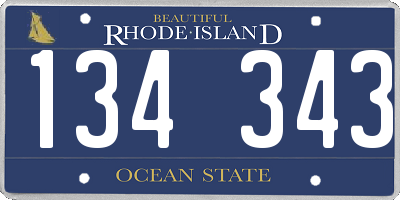 RI license plate 134343
