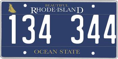 RI license plate 134344