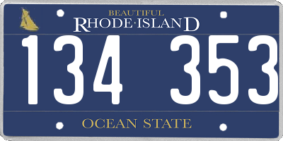 RI license plate 134353