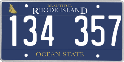 RI license plate 134357