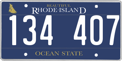 RI license plate 134407