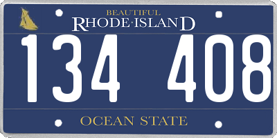 RI license plate 134408
