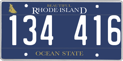 RI license plate 134416