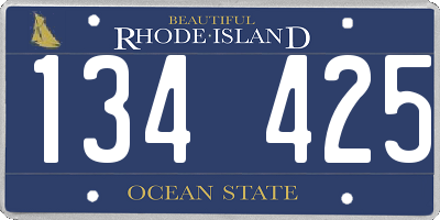 RI license plate 134425