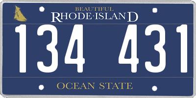 RI license plate 134431