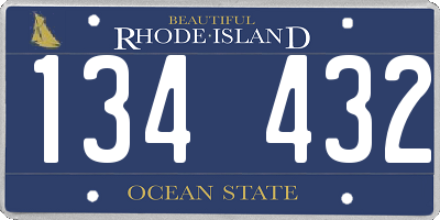 RI license plate 134432