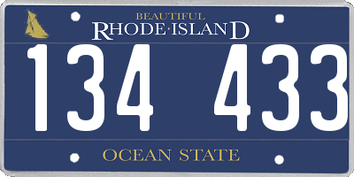 RI license plate 134433