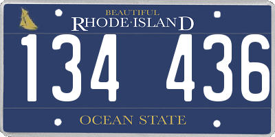 RI license plate 134436