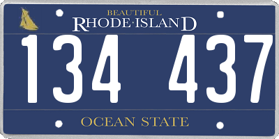 RI license plate 134437