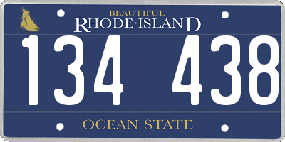 RI license plate 134438