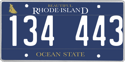 RI license plate 134443