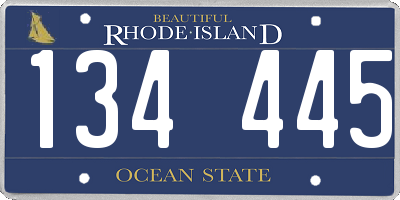 RI license plate 134445