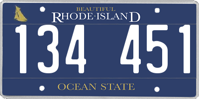 RI license plate 134451