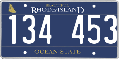 RI license plate 134453