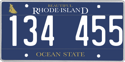 RI license plate 134455