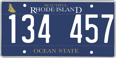 RI license plate 134457
