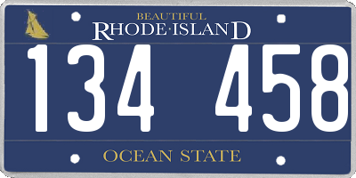RI license plate 134458
