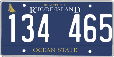 RI license plate 134465