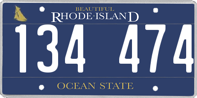 RI license plate 134474