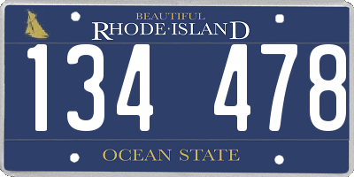 RI license plate 134478