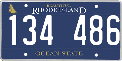 RI license plate 134486