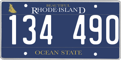 RI license plate 134490