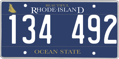 RI license plate 134492