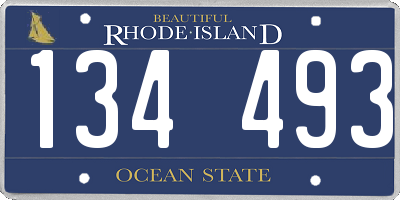 RI license plate 134493
