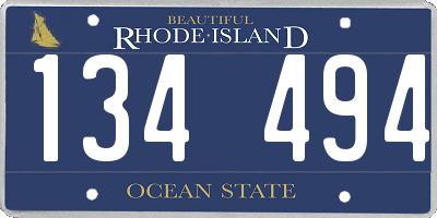 RI license plate 134494