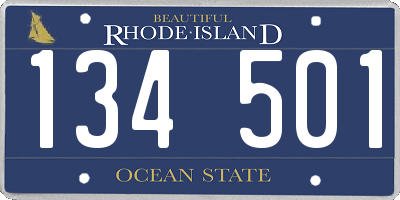 RI license plate 134501