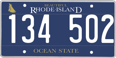 RI license plate 134502