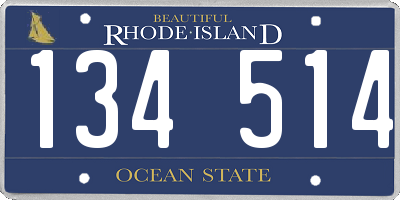 RI license plate 134514
