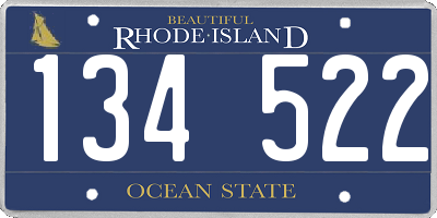 RI license plate 134522