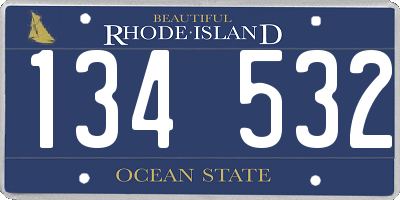 RI license plate 134532
