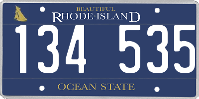 RI license plate 134535