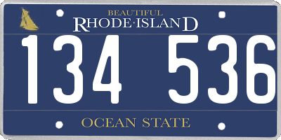 RI license plate 134536