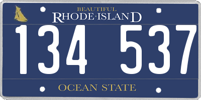 RI license plate 134537