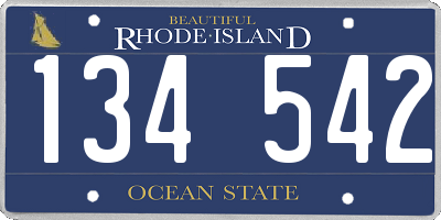 RI license plate 134542