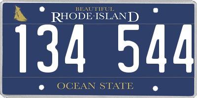 RI license plate 134544